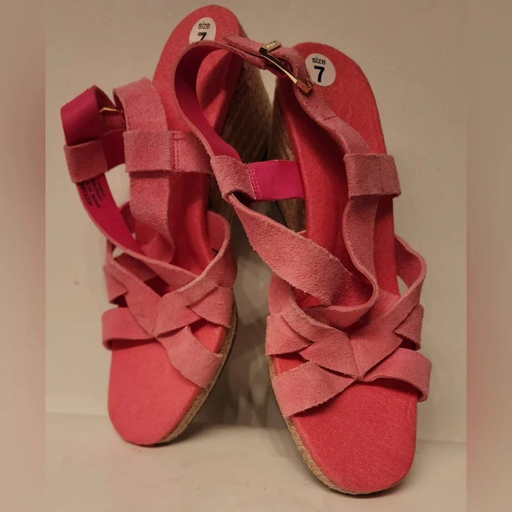 Cole Haan Crystal Espadrille Women’s Fuschia Pink Wedge Sandals Size 7